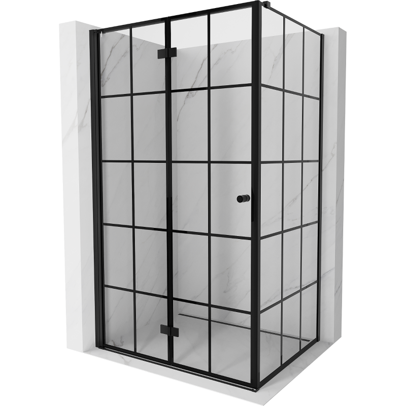 Mexen Mist-F T сгъваема лява душ кабина 70 x 75 см, черна решетка, черна - 8A6T-070-075-70-77-L