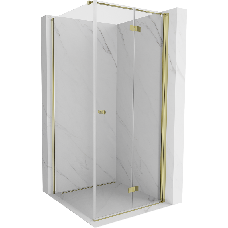 Mexen Mist-F T сгъваема душ кабина дясна 75 x 75 см, прозрачна, златна - 8A6T-075-075-50-00-P