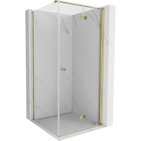 Mexen Mist-F T сгъваема дясна душ кабина 90 x 90 см, прозрачна, златна - 8A6T-090-090-50-00-P