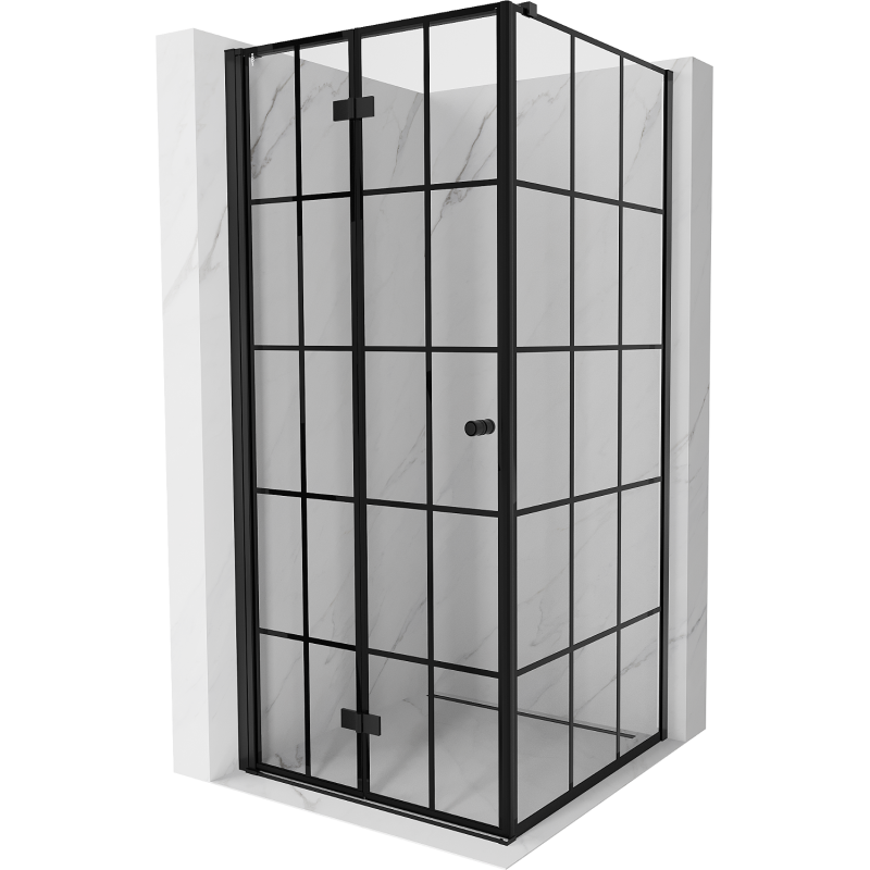 Mexen Mist-F T сгъваема душ кабина лява 95 x 95 см, черна решетка, черна - 8A6T-095-095-70-77-L