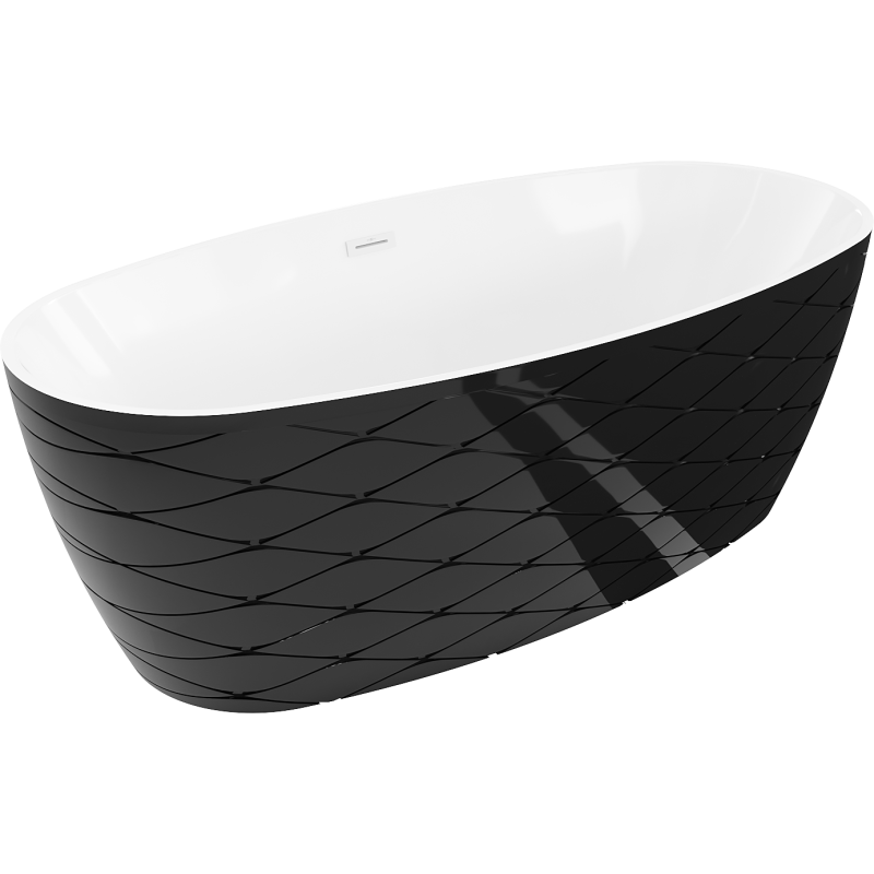 Mexen Olea свободно стояща вана модел 170 x 80 cm, бяла/черна, бял преливник