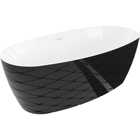 Mexen Olea свободно стояща вана модел 170 x 80 cm, бяла/черна, бял преливник