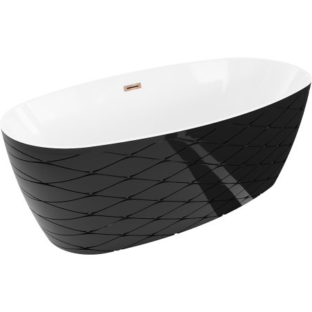 Mexen Olea свободностояща вана модел 170 x 80 см, бяла/черна, розово-златен прелив - 52821708075-60