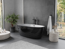 Mexen Olea свободностояща вана модел 170 x 80 см, бяла/черна, черен прелив - 52821708075-70