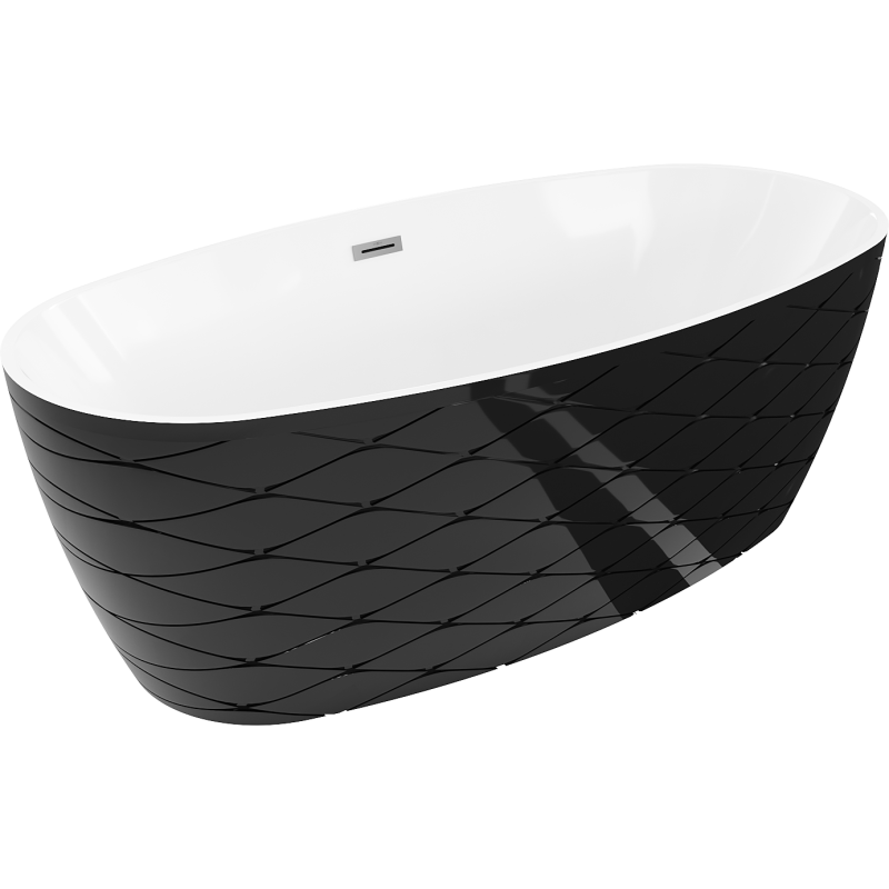 Mexen Olea самостоятелна вана модел 170 x 80 см, бяла/черна, преливник gun metal - 52821708075-95