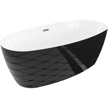 Mexen Olea самостоятелна вана модел 170 x 80 см, бяла/черна, преливник gun metal - 52821708075-95