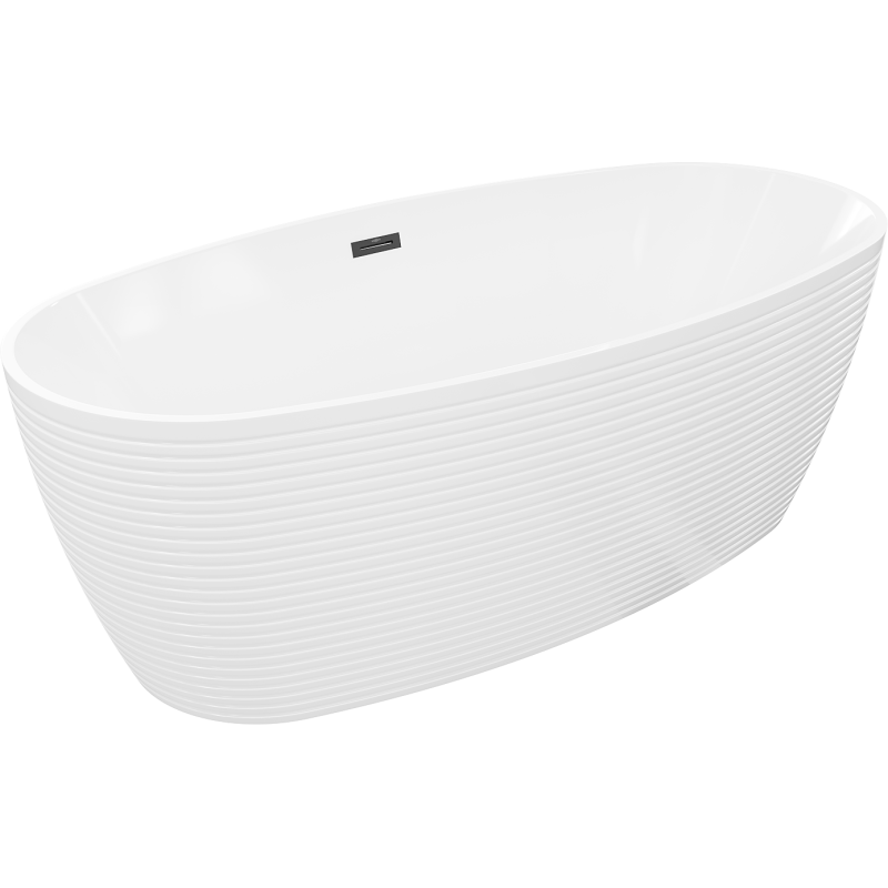 Mexen Lira свободно стояща вана модел 170 x 80 см, бяла, преливник черен - 52831708000-70