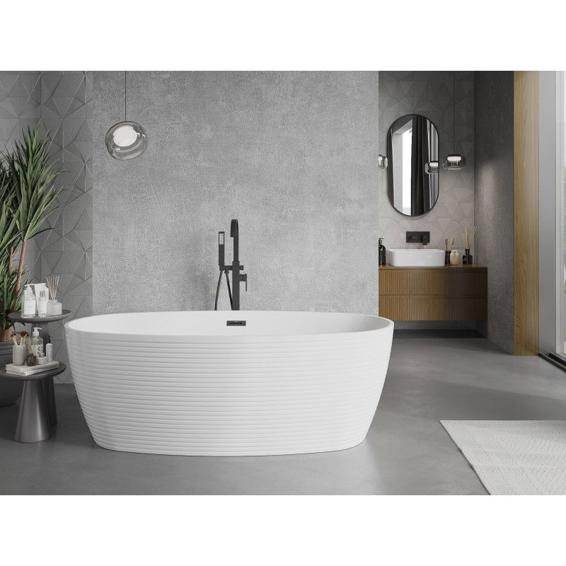 Mexen Lira свободно стояща вана модел 170 x 80 см, бяла, преливник черен - 52831708000-70