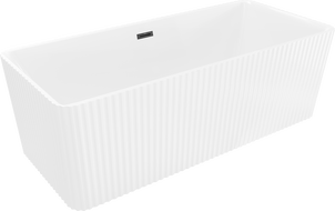 Mexen Nila свободностояща оребрена вана 170 x 75 cm, бяла, черен преливник - 52841708000-70