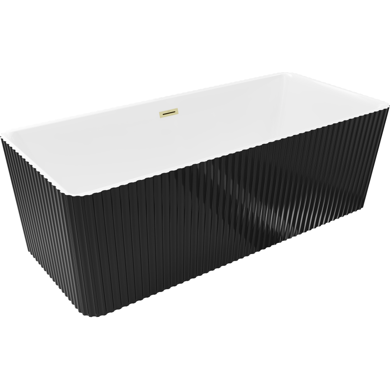 Mexen Nila самостоятелна вана с релефна повърхност 170 x 75 см, бяла/черна, прелив с матово злато - 52841708075-55