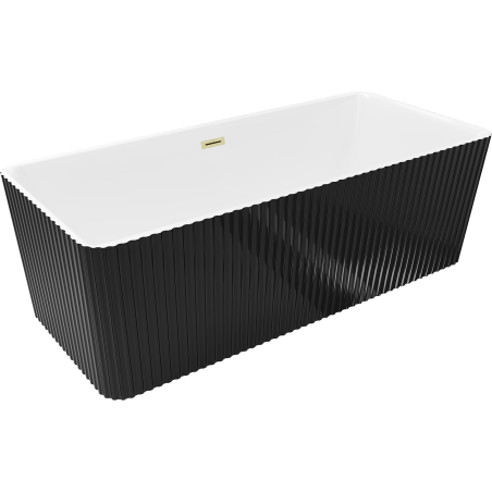 Mexen Nila самостоятелна вана с релефна повърхност 170 x 75 см, бяла/черна, прелив с матово злато - 52841708075-55