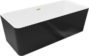 Mexen Nila самостоятелна вана с релефна повърхност 170 x 75 см, бяла/черна, прелив с матово злато - 52841708075-55
