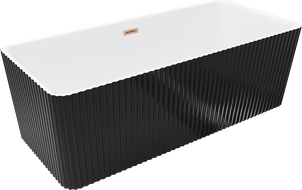 Mexen Nila самостоятелна вана с канали 170 x 75 см, бяла/черна, преливна четкана мед - 52841708075-65