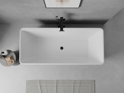 Mexen Nila свободностояща вана с текстура 170 x 75 см, бяла/черна, прелив черен - 52841708075-70