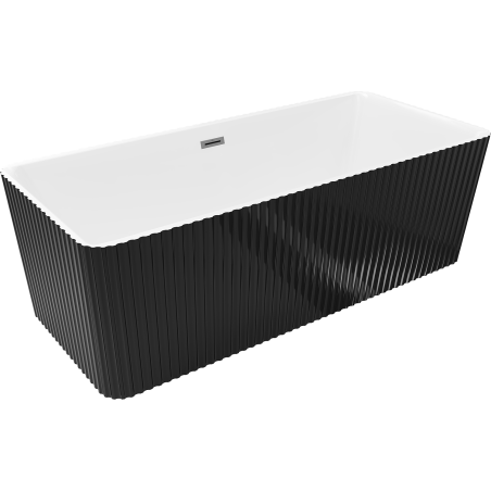 Mexen Nila свободностояща вана, оребрена 170 x 75 cm, бяла/черна, преливник gun metal - 52841708075-95