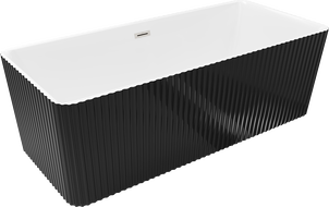 Mexen Nila свободностояща оребрена вана 170 x 75 см, бяло/черно, преливна никел четка - 52841708075-97
