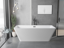 Mexen Tava свободно стояща оребрена вана 170 x 75 см, бяла, черен преливник