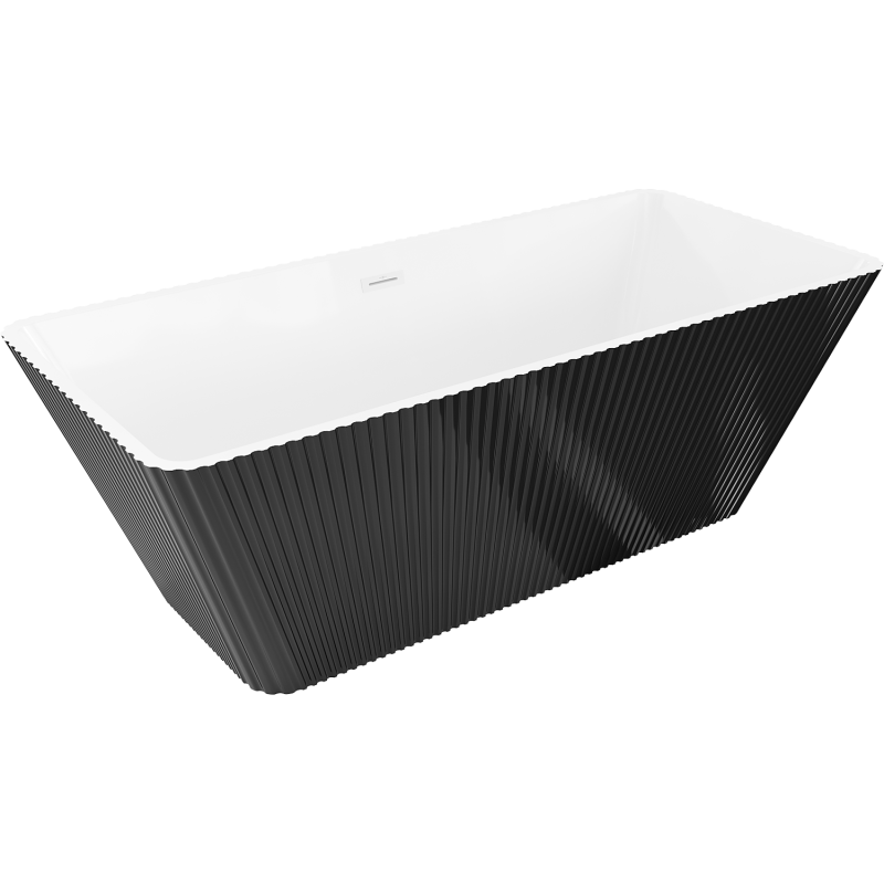 Mexen Tava самостоятелна баня с оребряване 170 x 75 см, бяла/черна, бял