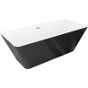Mexen Tava свободностояща гофрирана вана 170 x 75 cm, бяла/черна, преливник четкана мед - 52851707575-65