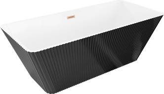 Mexen Tava свободностояща гофрирана вана 170 x 75 cm, бяла/черна, преливник четкана мед - 52851707575-65