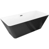 Mexen Tava свободностояща вана оребрена 170 x 75 cm, бяла/черна, преливен отвор черен - 52851707575-70