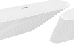 Mexen Yara свободностояща вана рифелована 170 x 75 cm, бяла, преливен хром - 52861707500-01