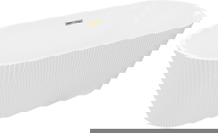 Mexen Yara самостоятелна вана с рифелова структура 170 x 75 см, бяла, златен прелив - 52861707500-50