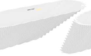 Mexen Yara свободностояща оребрена вана 170 x 75 см, бяла, преливник четкано