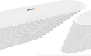 Mexen Yara свободностояща вана с оребрена форма 170 x 75 см, бяла, прелив розово злато - 52861707500-60