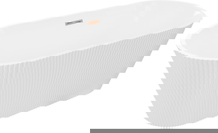 Mexen Yara свободно стояща набраздена вана 170 x 75 cm, бяла, преливна четкана мед - 52861707500-65