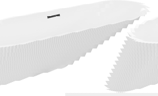 Mexen Yara свободно стояща оребрена вана 170 x 75 см, бяла, черен преливник - 52861707500-70