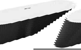 Mexen Yara самостоятелна вана рифлена 170 x 75 см, бяла/черна, преливен хром - 52861707575-01