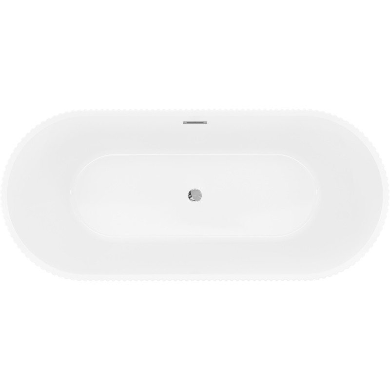 Mexen Yara самостоятелна вана рифлена 170 x 75 см, бяла/черна, преливен хром - 52861707575-01