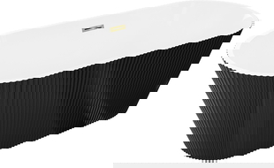 Mexen Yara свободно стояща вана рифлена 170 x 75 см, бяла/черна, прелив златен - 52861707575-50