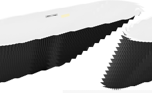 Mexen Yara самостоятелна вана с релеф 170 x 75 см, бяла/черна, преливник злато четковано - 52861707575-55