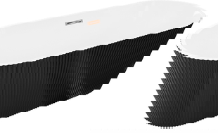 Mexen Yara свободностояща оребрена вана 170 x 75 см, бяла/черна, прелив злато розово - 52861707575-60