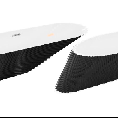 Mexen Yara свободностояща оребрена вана 170 x 75 cm, бяла/черна, преливна четкана мед - 52861707575-65