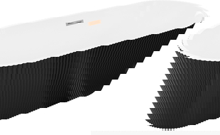 Mexen Yara свободностояща надиплена вана 170 x 75 см, бяла/черна, преливник gun gray полирана - 52861707575-66