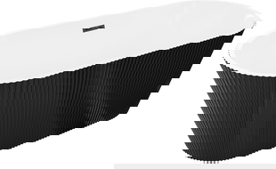 Mexen Yara свободно стояща вана с набраздяване 170 x 75 см, бяла/черна, преливник черен - 52861707575-70