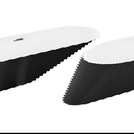 Mexen Yara самостоятелна вана оребрена 170 x 75 см, бяла/черна, преливник gun metal - 52861707575-95