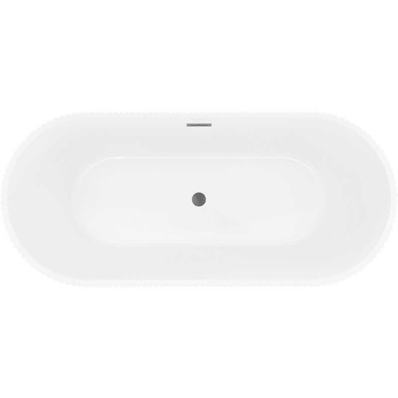 Mexen Yara самостоятелна вана оребрена 170 x 75 см, бяла/черна, преливник gun metal - 52861707575-95