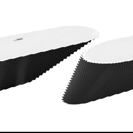 Mexen Yara самостоятелна вана, оребрена 170 x 75 см, бяла/черна, преливник четкан никел - 52861707575-97