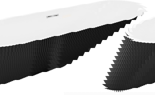 Mexen Yara самостоятелна вана, оребрена 170 x 75 см, бяла/черна, преливник четкан никел - 52861707575-97