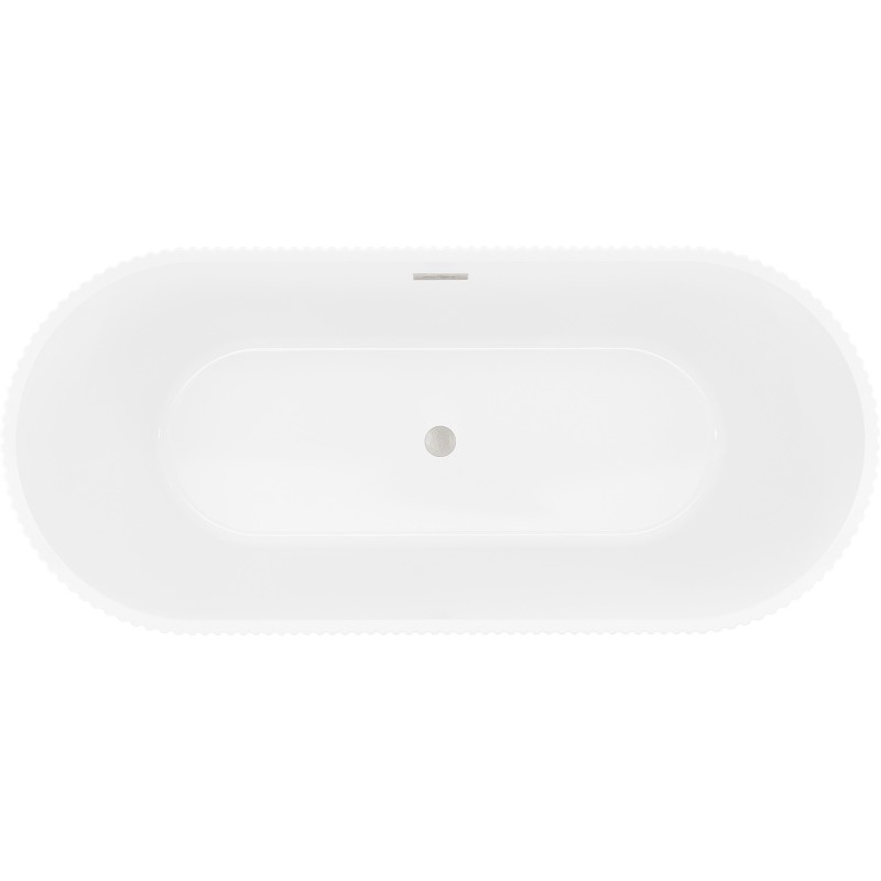 Mexen Yara самостоятелна вана, оребрена 170 x 75 см, бяла/черна, преливник четкан никел - 52861707575-97