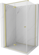 Сгъваема лява душ кабина Mexen Mist-F T 100 x 85 см, прозрачна, златна четкана - 8A6T-100-085-55-00-L