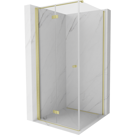Mexen Mist-F T сгъваем ляв душ кабина 95 x 95 см, прозрачен, златно матирано - 8A6T-095-095-55-00-L