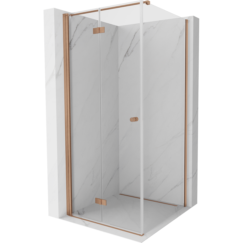 Mexen Mist-F T сгъваема душ кабина лява 70 x 70 см, прозрачна, матирана мед - 8A6T-070-070-65-00-L