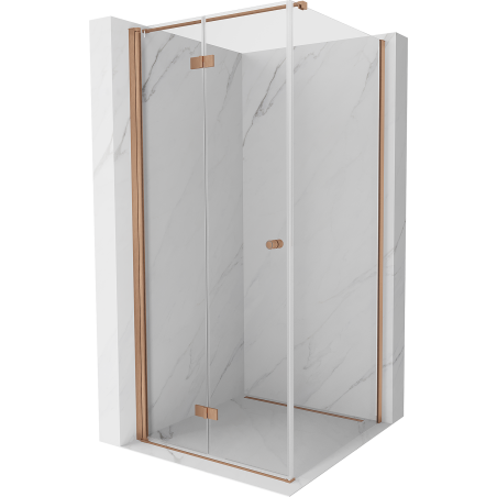 Mexen Mist-F T сгъваема душ кабина лява 70 x 70 см, прозрачна, матирана мед - 8A6T-070-070-65-00-L