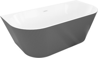 Mexen Oris вана свободностояща до стената с релеф 150 x 75 см, бяла/сива, бял преливник- 52871507562-20