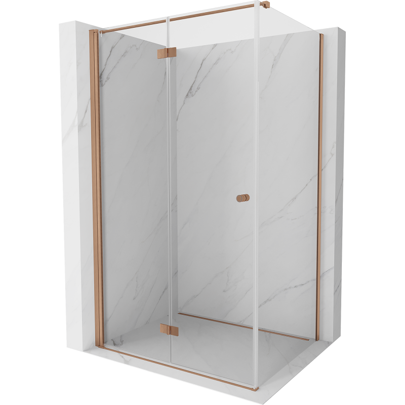 Mexen Mist-F T сгъваема лява душ кабина 70 x 80 см, прозрачна, матирана мед - 8A6T-070-080-65-00-L